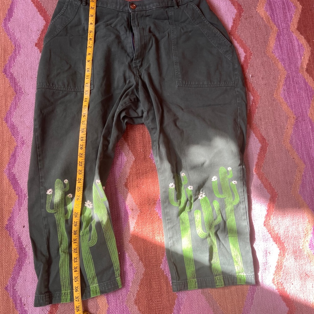 Big Bud Press Dark Gray Pants with Green Cactus Design